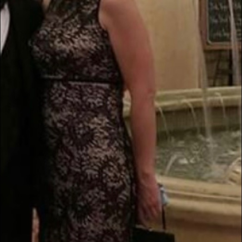 Black over nude gown
